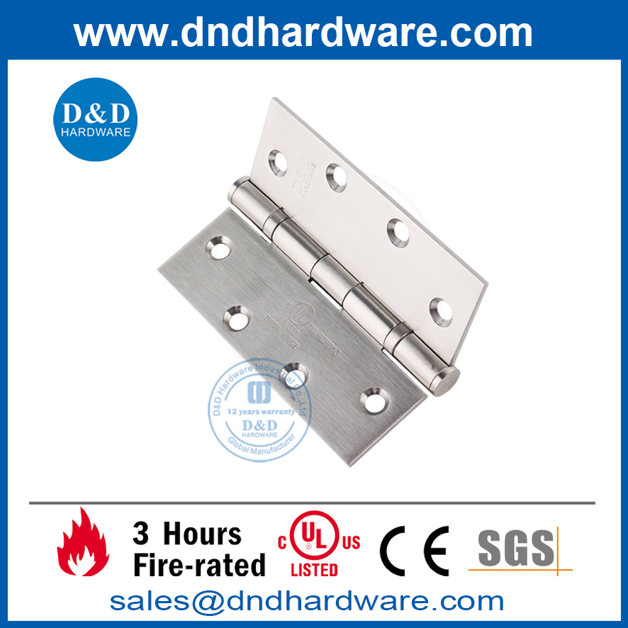 Charnière de porte résistante de mortaise du feu de l'acier inoxydable 304 d'UL-DDSS006-FR