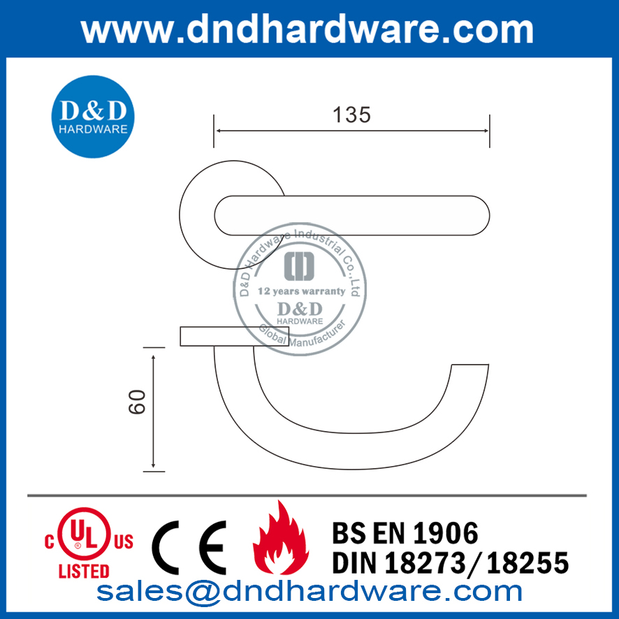 Levier de porte commercial moderne en acier inoxydable-DDTH014