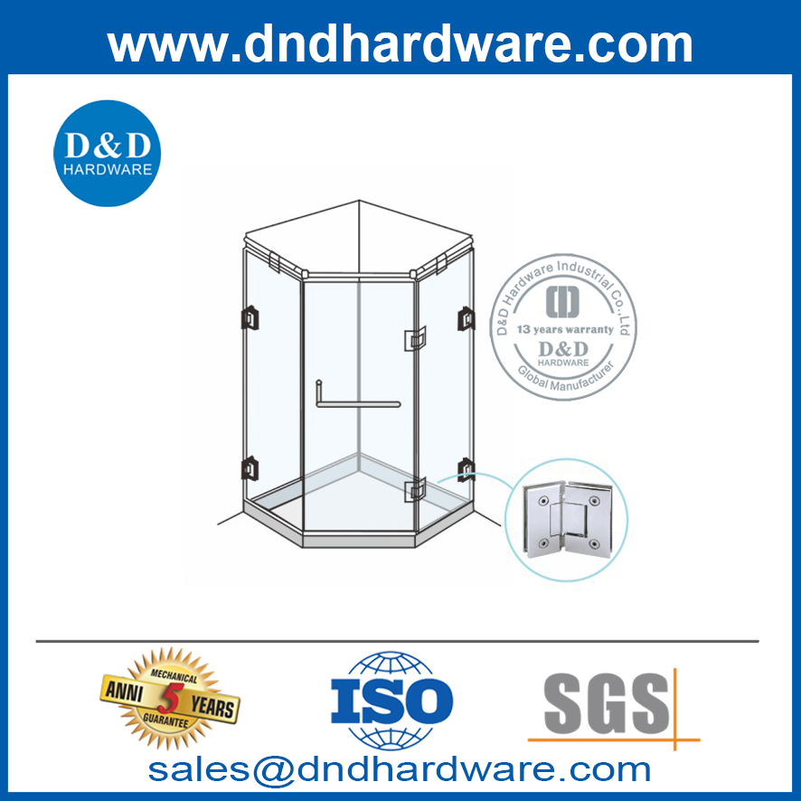 Pivot de verre Hardware de porte en acier inoxydable charnières en verre pour la porte de la douche-DDGH003