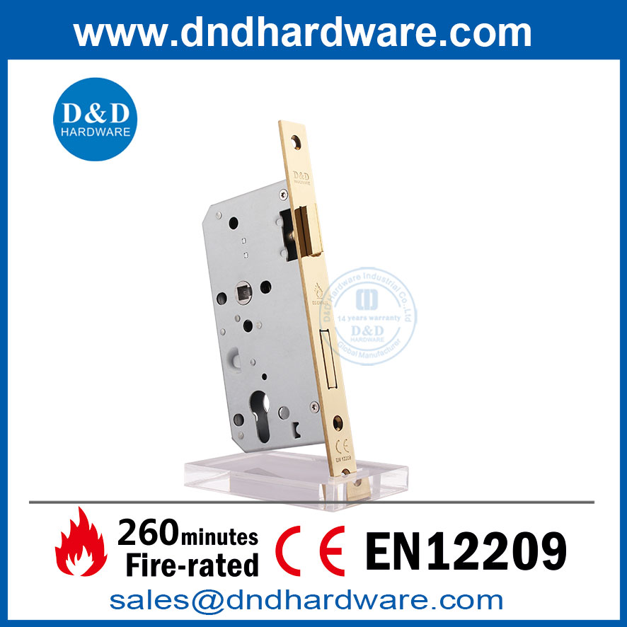 Serrures d'or et en or EN12209 Fire Classé SS304 Porte en laiton Polied Door Lock-DDML009 