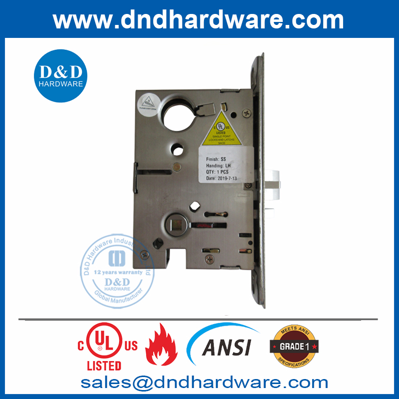 Sécurité Boulon de verrou en acier inoxydable verrouillage de porte ANSI UL MORTISE LOCKSET-DDAL07 F07