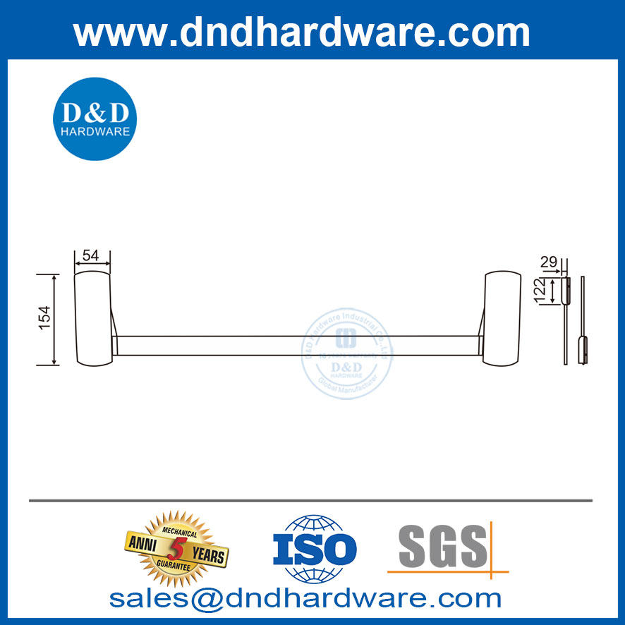 Chine Factory Vertical Tile Cross Bar Type en acier Bar de la barre de panique DDPD022
