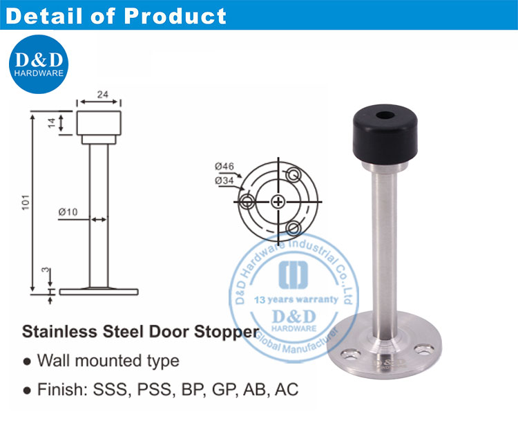 Porte en acier inoxydable stop-ddds018 