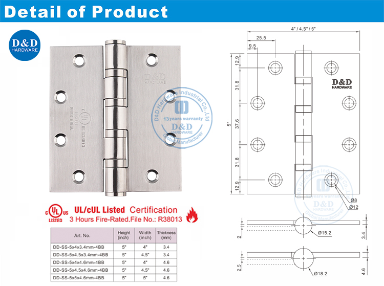 Ball Bouetting Heavy Duty Duty Door Hinge 
