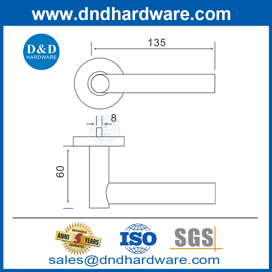 Leviers de poignée de porte en acier inoxydable poignée de porte commerciale-DDTH017