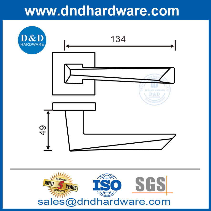 Porte en bois en acier inoxydable 304 Handle de porte en or intérieur moderne-DDSH056