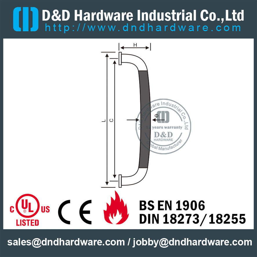 SUS304 Poignée à tirer ovale pour porte extérieure en verre avec PVD-DDPH011