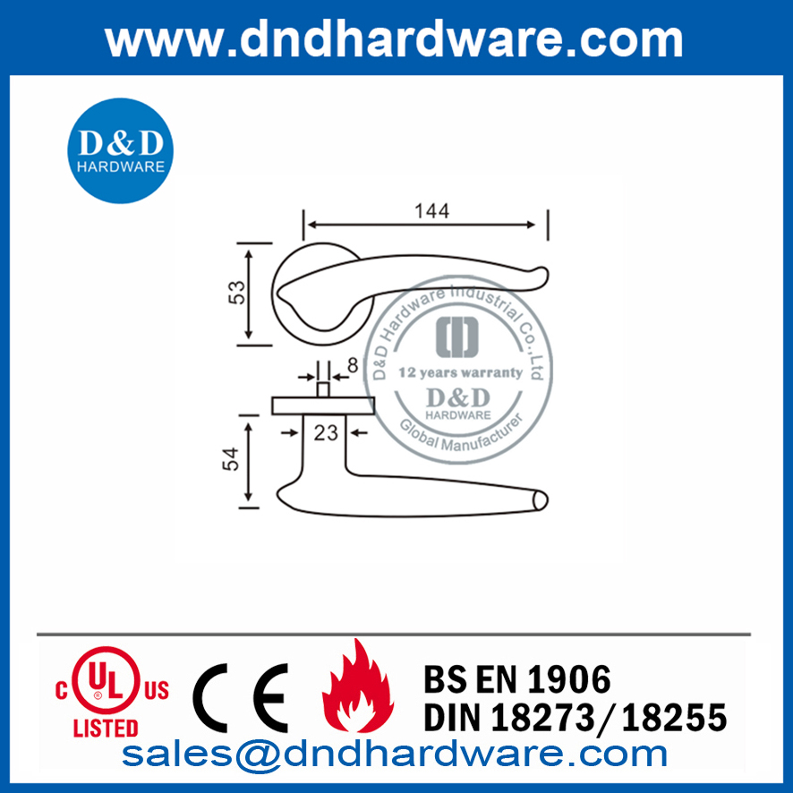 Poignée à levier moderne en acier inoxydable sur rosace ronde-DDSH035