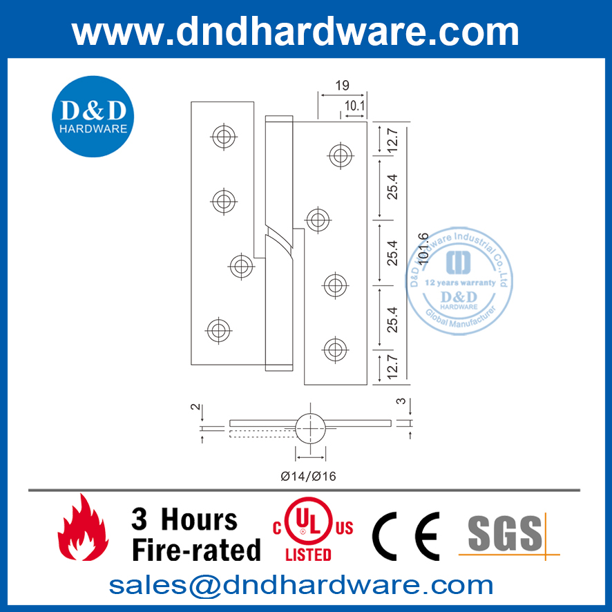 Charnière tombante en acier inoxydable de 4 pouces pour porte interne-DDSS017