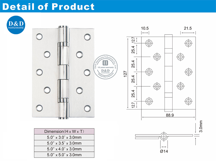 SS Ball Beling Hinge-D & D Hinware 