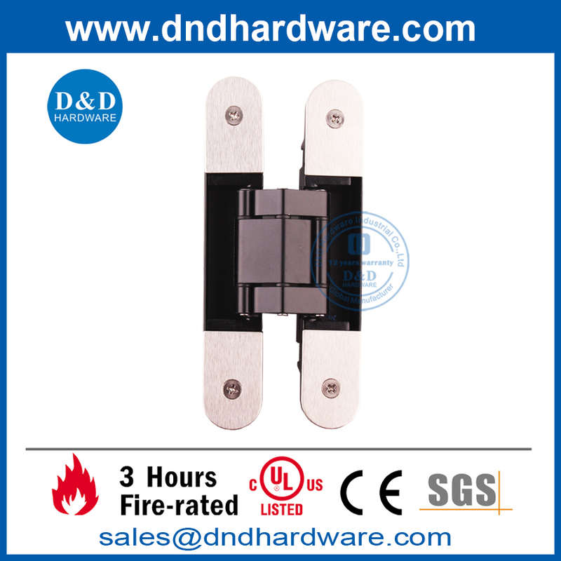 Charnière dissimulée 3D en alliage de zinc noir avec couvercle de ponçage-DDCH008-G40