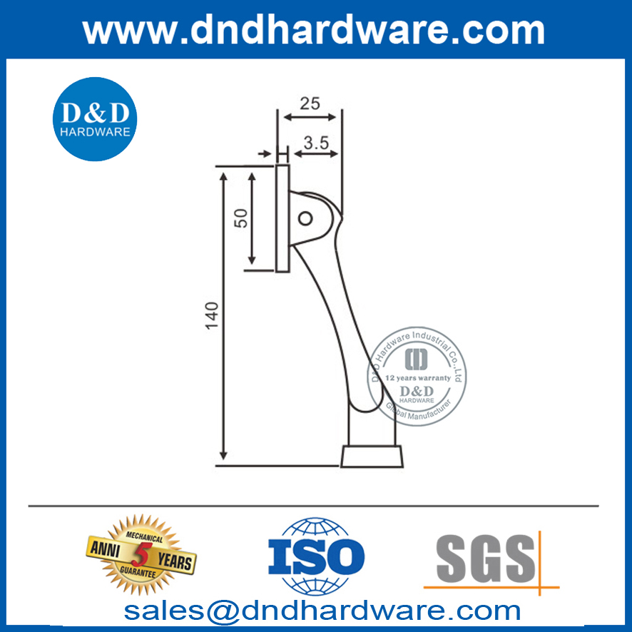 Support d'arrêt de porte monté sur porte en alliage de zinc de sécurité d'usine de la Chine-DDDS022