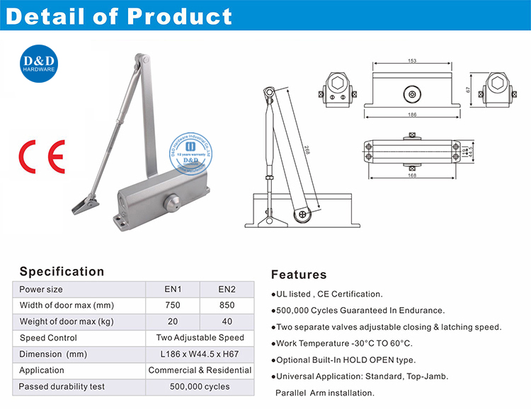 CE Internal Door Closer-D & D Hardware