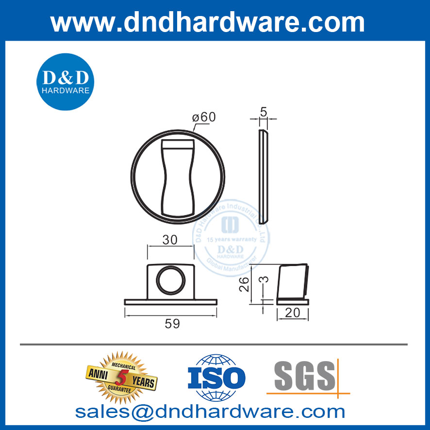 Bourse de porte métal argent satin en acier inoxydable porte magnétique stop-ddds037