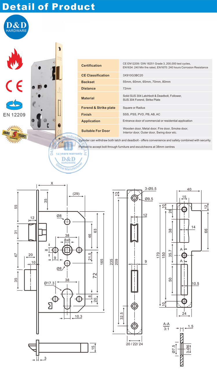 Serrure SS304 