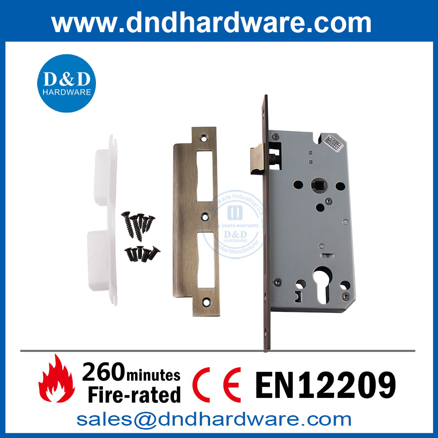 EN12209 Verrouille de la ceinture de porte d'incendie Sus304 Sus304 Mortise Antique Mortise Lock-DDML009 