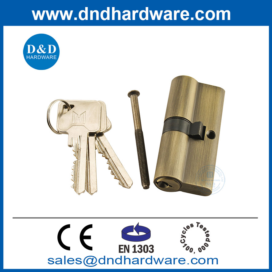 BS de bonne qualité BS EN1303 Cylindre de verrouillage en laiton antique pour la porte intérieure-DDLC003