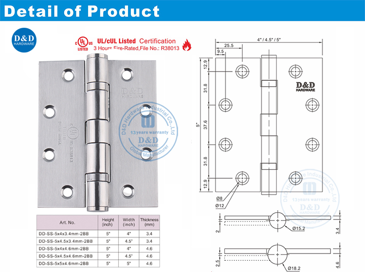 UL Hinge Hinge-DDSSS006-Fr 