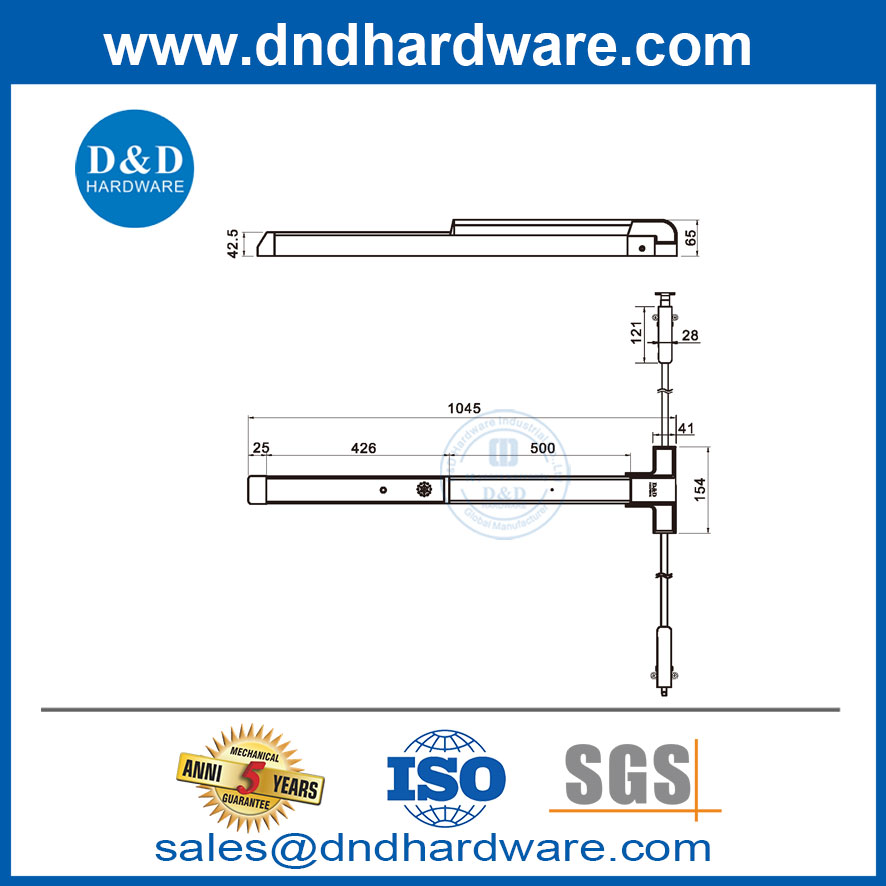 Porte avec panique Fourniture d'usine Fournisseur en acier inoxydable Bar de panique alarmé-DDPD030