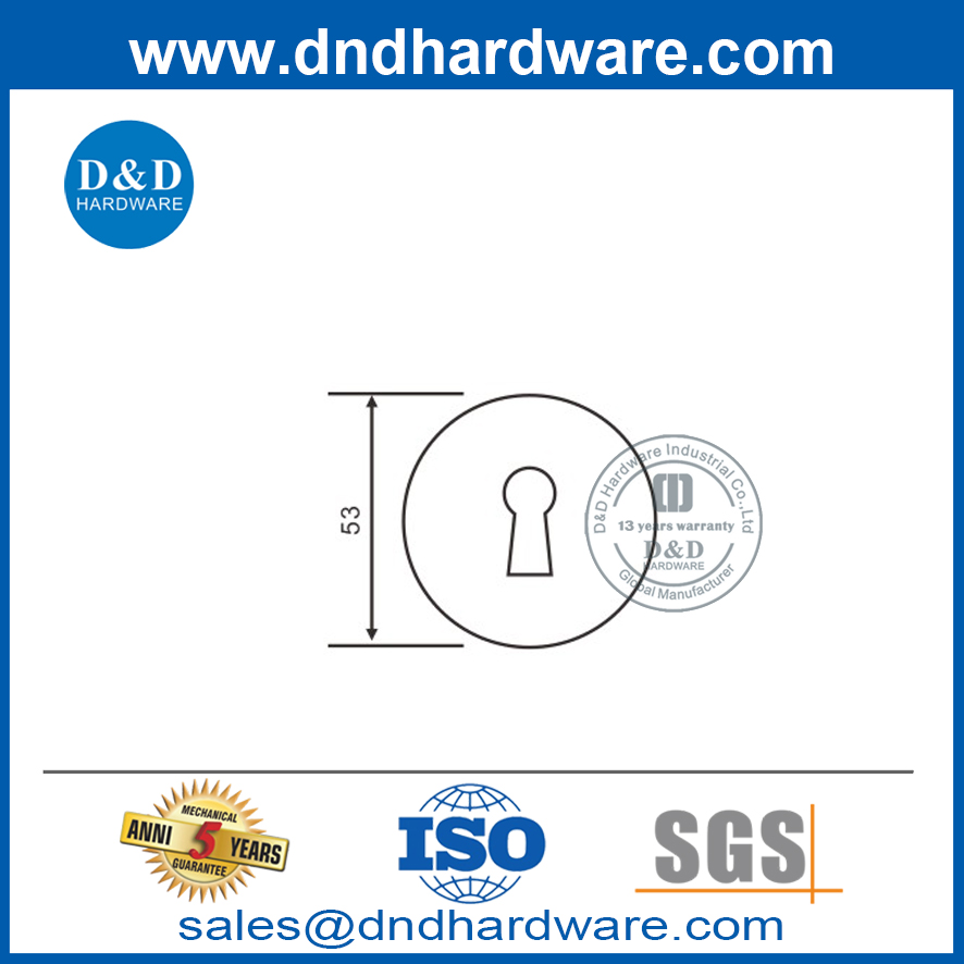 53 mm rond Euro Keyhole Escusheon en tacon en acier inoxydable-Ddes007