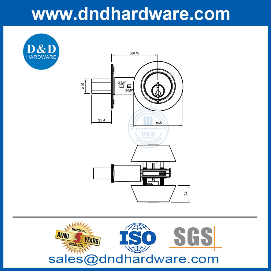 Types de verrouillage de porte commerciale ANSI Double cylindre Heavy Duty Deadbolt-DDLK029
