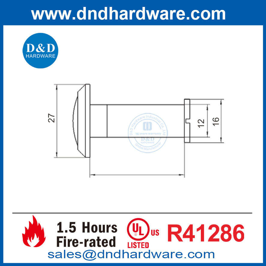 UL Fire Rated Sénaiteur Door Viewer Wide Degree Door Peephole-ddv011