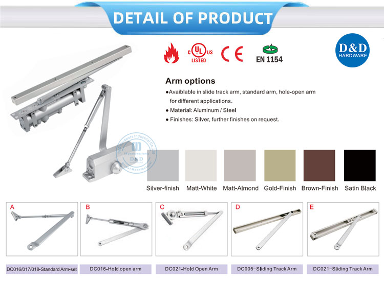 Chine Contrôle de vitesse réglable UL Hidden Hydraulic Porte Closer Fabricant-DDDC055