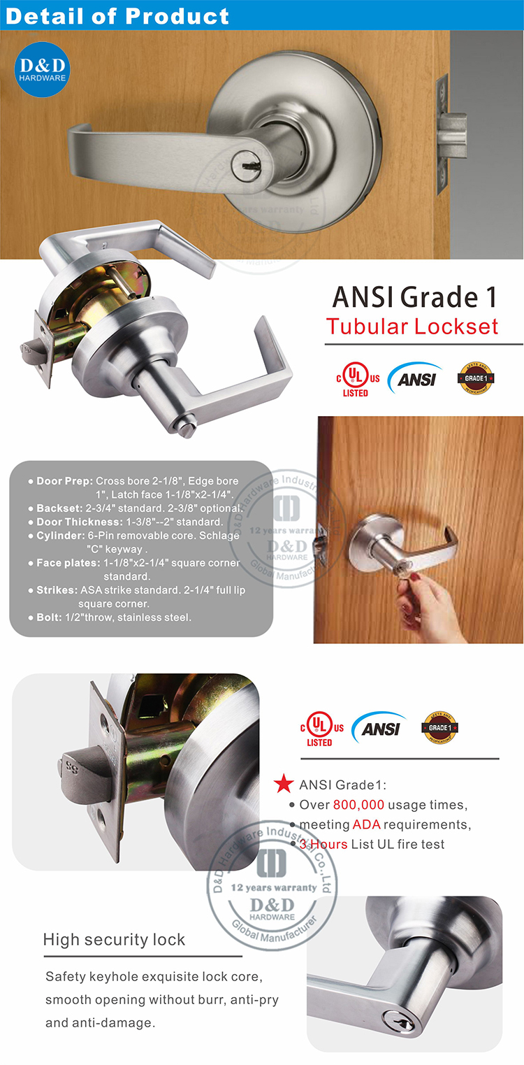 ANSI TUBULAIRE LOCKSET-DDLK009-D & D Hardware