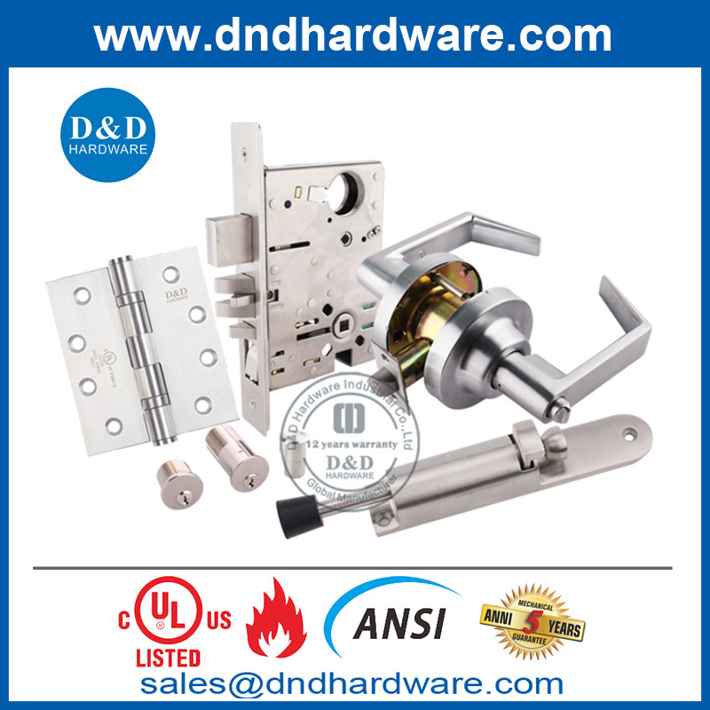 Serrure à mortaise de porte de passage en acier inoxydable 304 UL ANSI Grade 1-DDAL01 F01