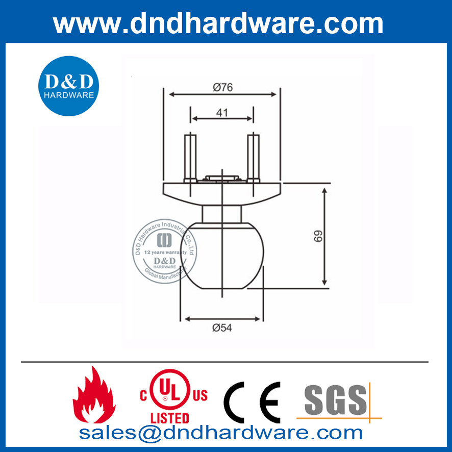 Bouton de dispositif de sortie de panique en acier inoxydable Trim-DDPD016