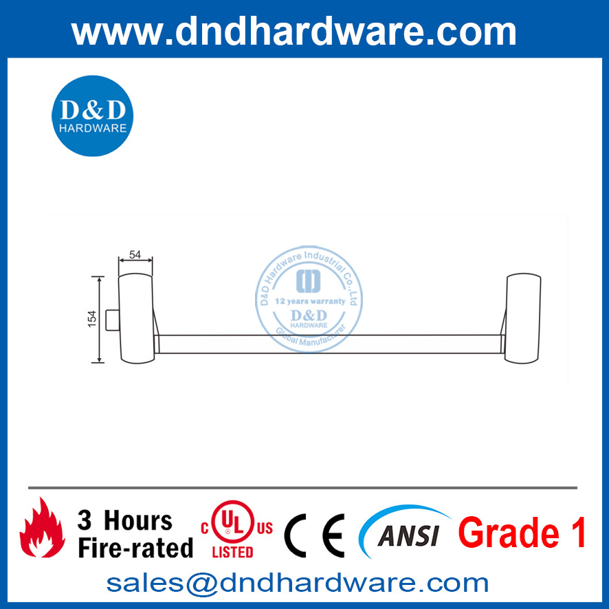 Barre de poussée de porte en aluminium de matériel de sortie d'incendie SS304-DDPD021