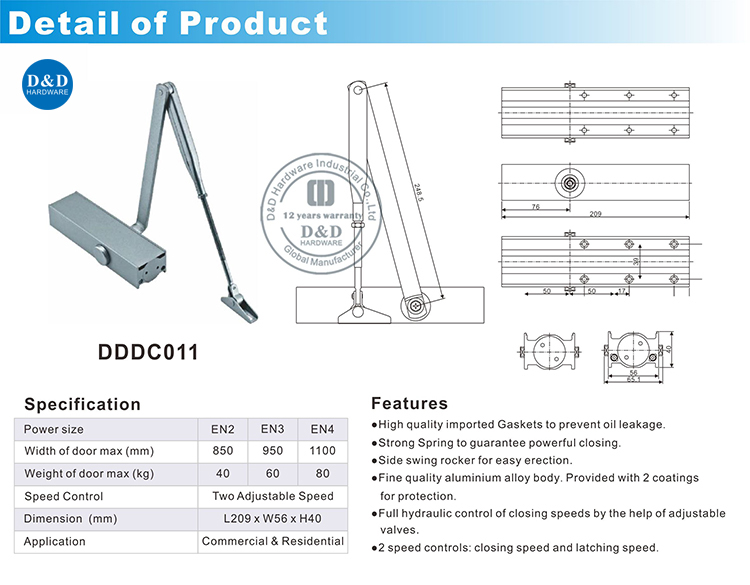 Hardware de porte de la porte aérienne-DDDC011-D & D