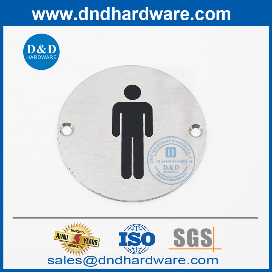 Plaque de porte de toilette pour lavabo masculin en acier inoxydable Plaque-DDDSP001