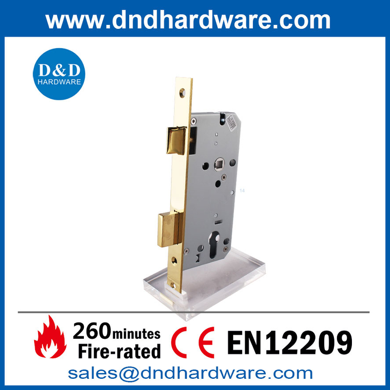 Serrures d'or et en or EN12209 Fire Classé SS304 Porte en laiton Polied Door Lock-DDML009 
