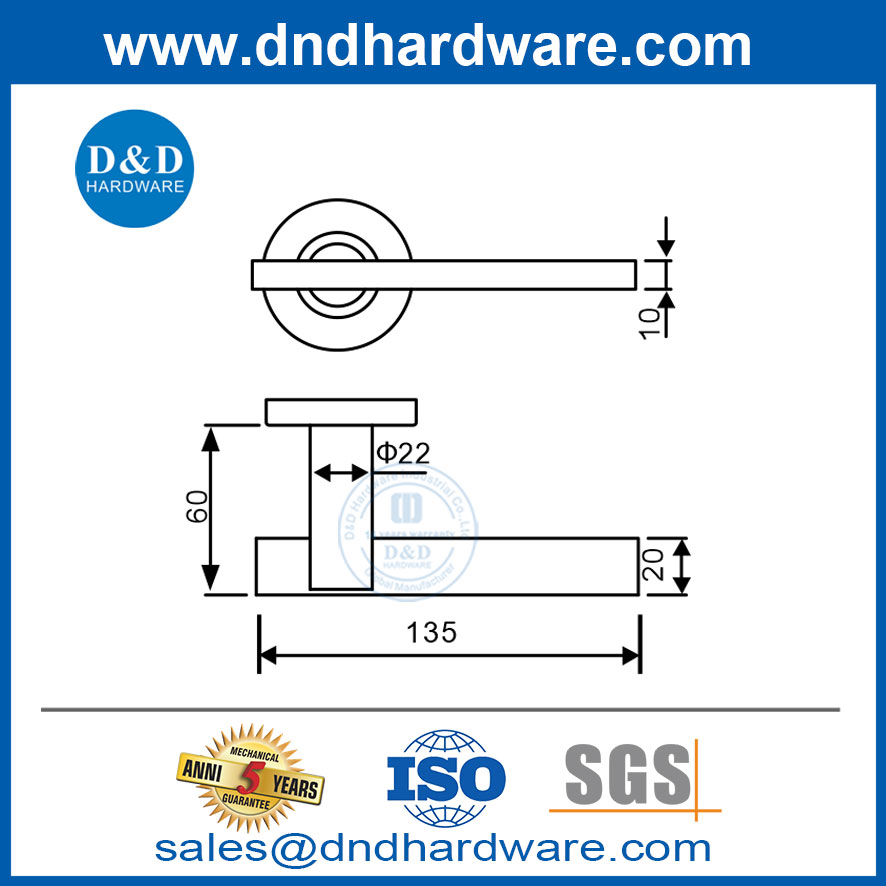 Porte interne de haute qualité 304 Type de tube en acier inoxydable Porte de porte Handle-DDTH041