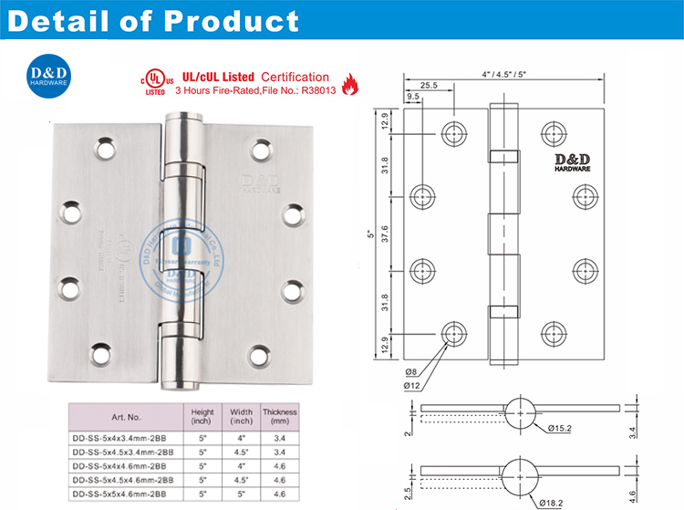 UL Hinge Hinge-DDSSS006-FR-5X5X4 