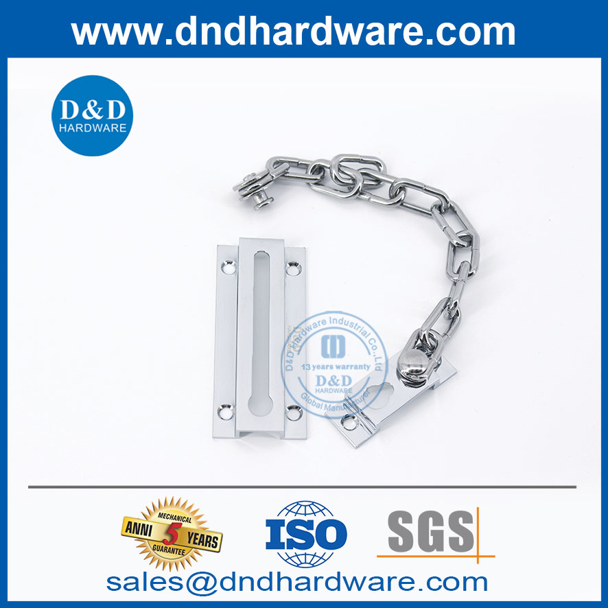 Matière en laiton Polon Chrome Wood Door Chain Lock pour le marché européen-DDDG005