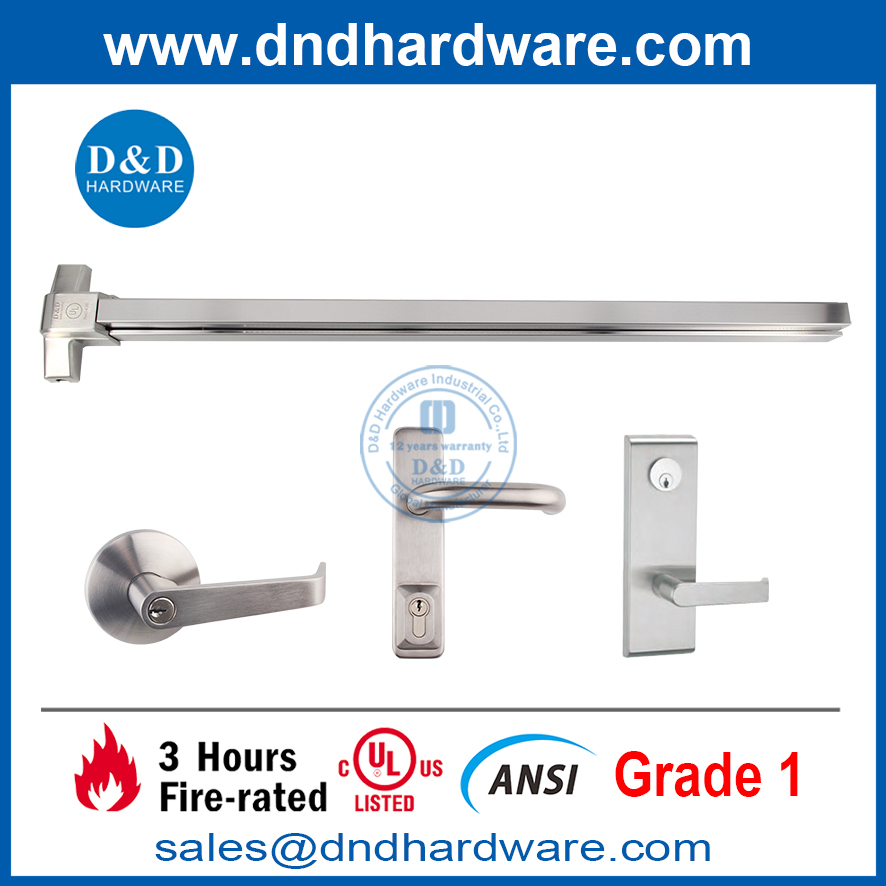 Dispositif de sortie de tige verticale de barre de porte de sécurité coupe-feu en acier ANSI Grade 1-DDPD006