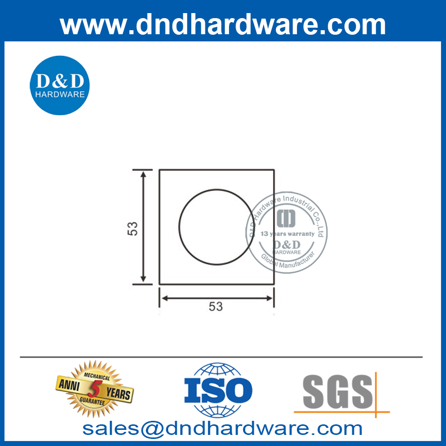 Poignée de porte en acier inoxydable intérieur personnalisé Lever Square Rosette Escusheon-DDES012