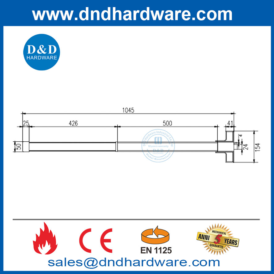 Dispositif de sortie de porte Lock Barber CE EN1125 Barres de panique pour les portes doubles-DDPD025