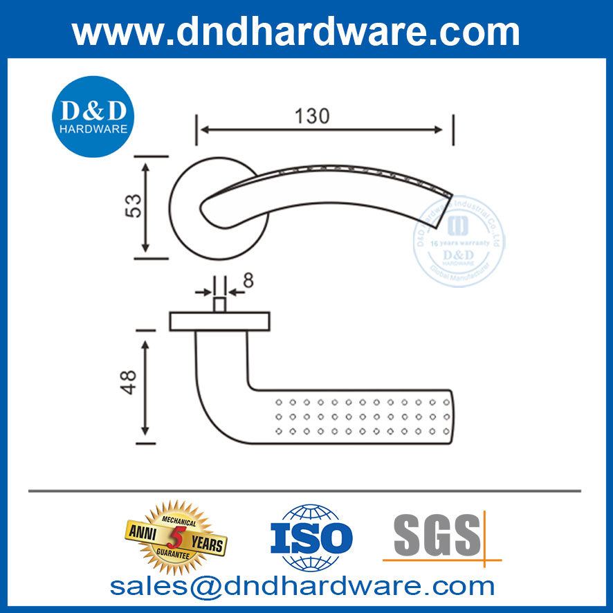 Poignée de porte de fer de haute qualité luxe pour la porte interne de la chambre-DDSH029