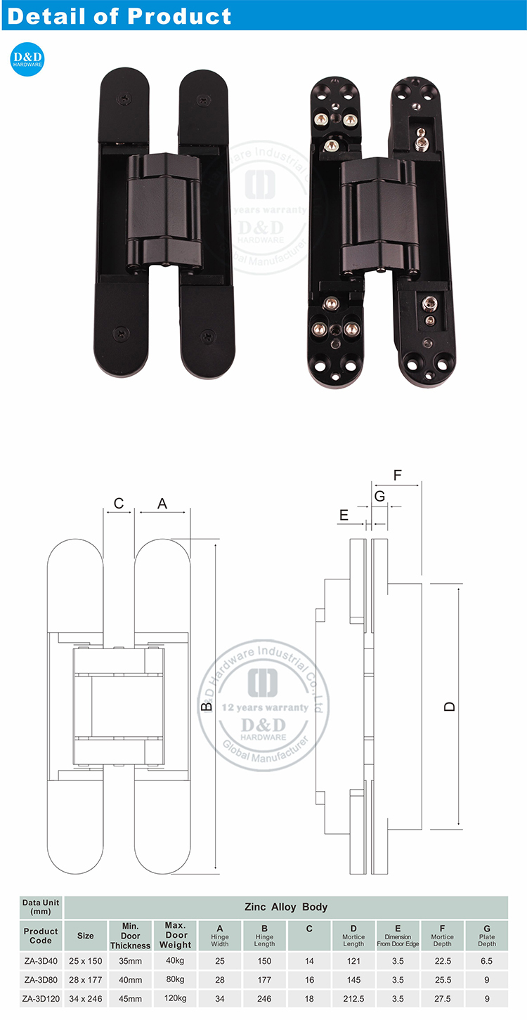 Black Minged Hinge-D & D Hardware