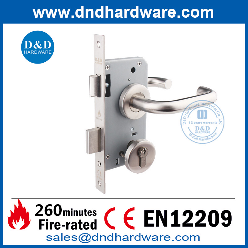 Serrure à mortaise de porte d'entrée noire SUS304 Euro-DDML016