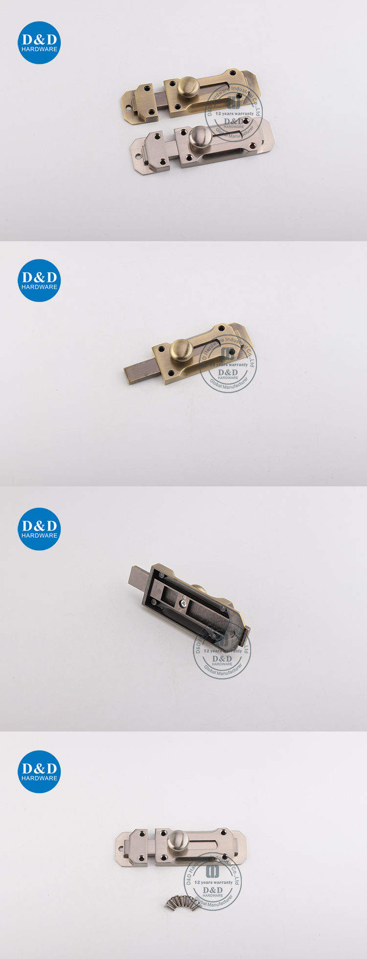 Boulon de porte en alliage de zinc