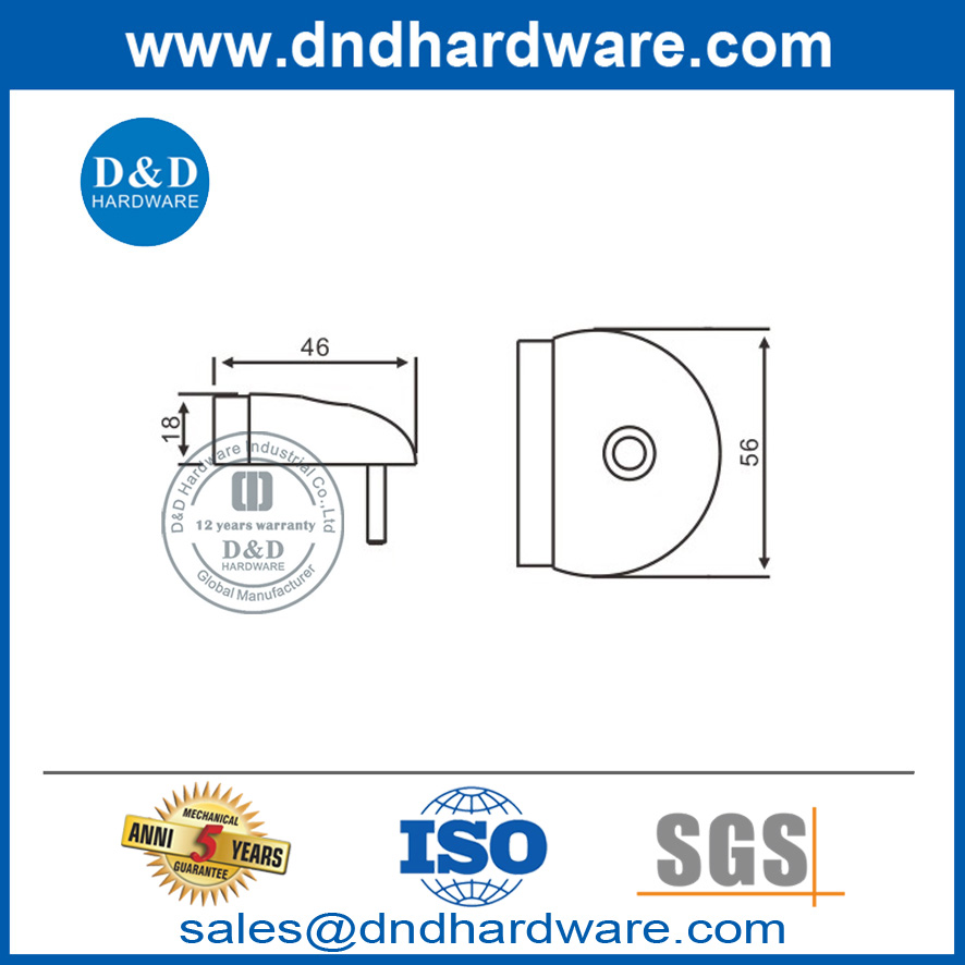Nouvelle butée de porte de sécurité à la maison en caoutchouc d'acier inoxydable contemporaine-DDDS014