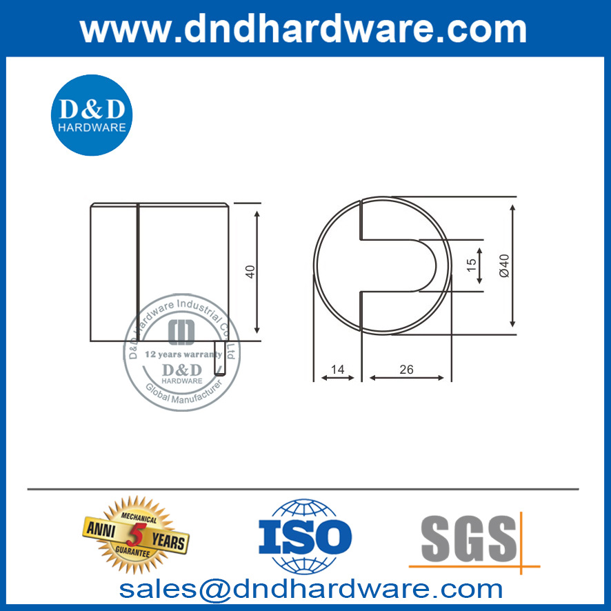Petite butée de porte en caoutchouc en acier inoxydable de sécurité pour House-DDDS012