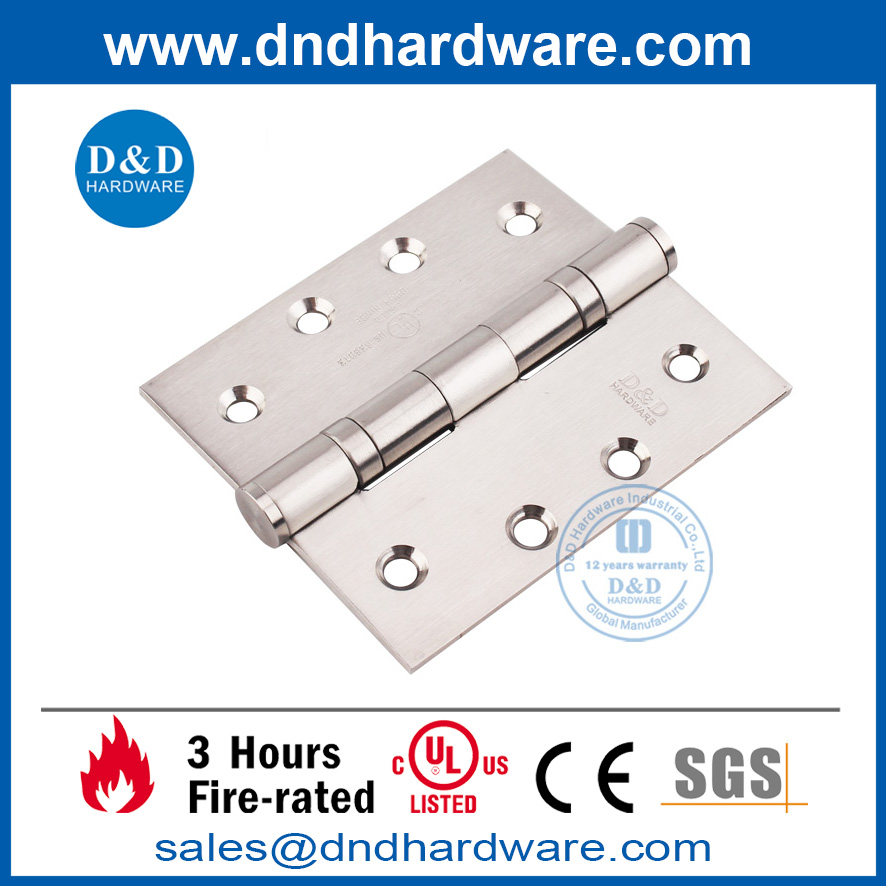 Charnière de porte bout à bout coupe-feu UL SUS304 pleine mortaise -DDSS001-FR-4X3.5X3