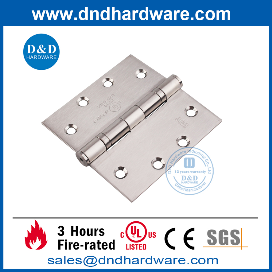 Charnière de porte en acier inoxydable 316 argentée répertoriée UL - DDSS002-FR-4.5X4.5X3