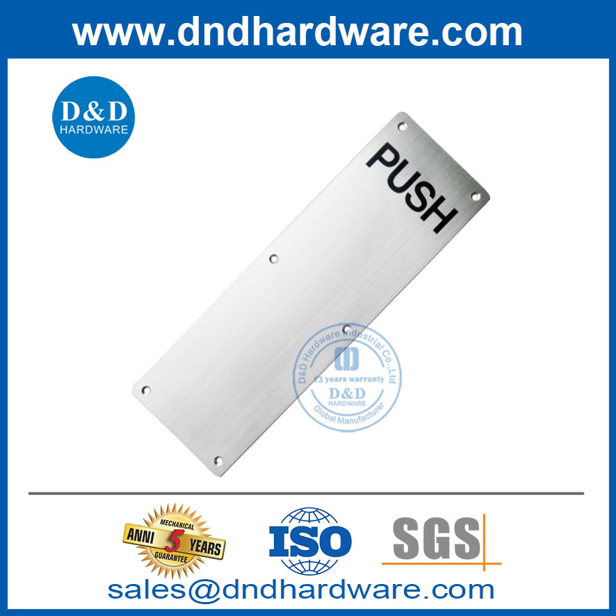 Plaque de poussée en acier inoxydable de haute qualité pour la porte en bois extérieure-DDSP005