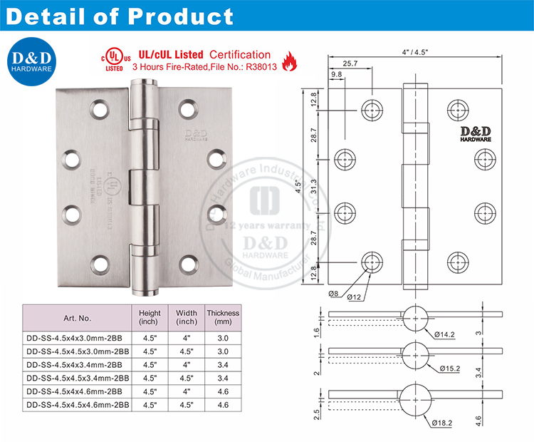 UL HINGEDDSS002-FR-4.5x4x3 
